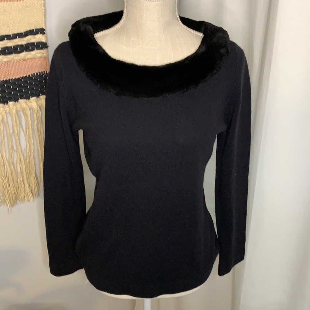 EUC Luxelon Designers Original Faux Fur Long Sleeve Sweater Dress Size Small